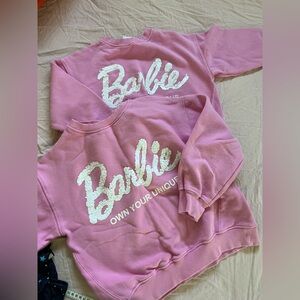 2 pieces ZARA Barbie Pink Kids Sweatshirt Mattel Sequin Sweatshirt